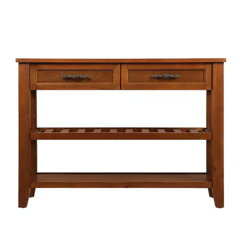 Table console de 42 pouces avec 2 tiroirs de rangement et 2 étagères pour salon et salle à manger, marron