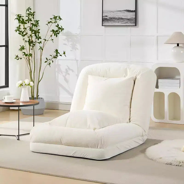 Canapé-lit réglable et pliable pour chien en chenille 5 positions avec oreillers moelleux, grande chaise longue pour personnes et animaux de compagnie
