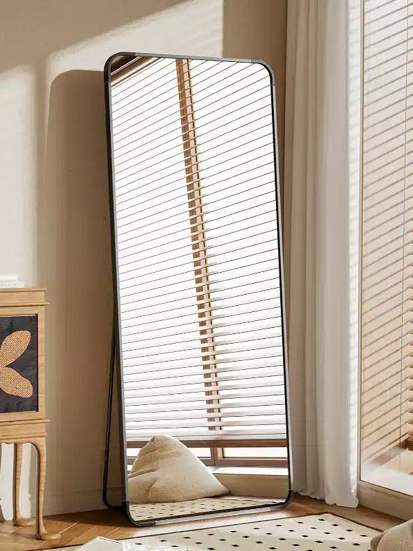 Miroir sur pied de 65 x 24 avec coins arrondis, miroir pleine longueur à poser, à suspendre ou à appuyer pour chambre ou dressing